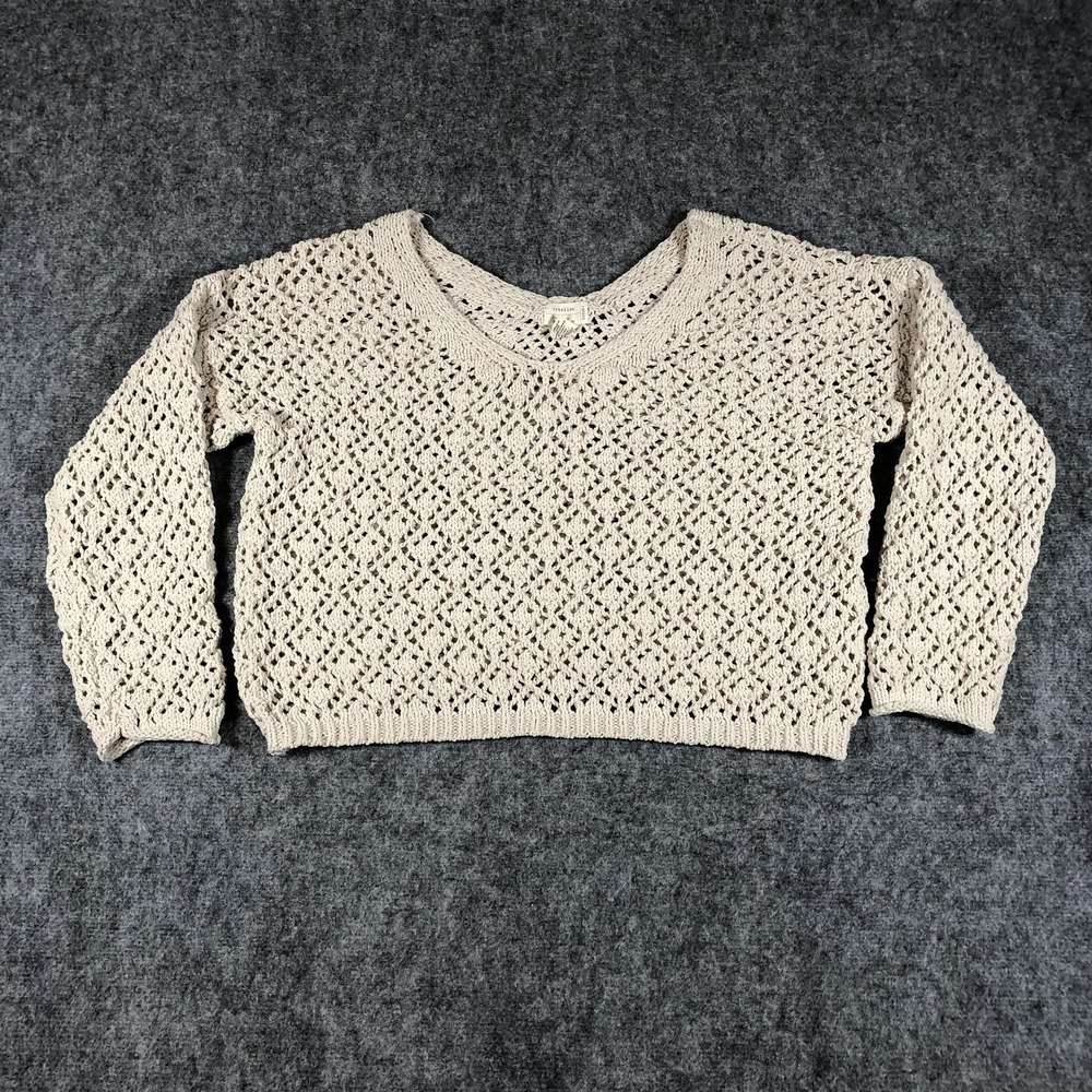 Artelier Nicole Miller Sweater‎ Womens Large Cream Open Knit Crochet
